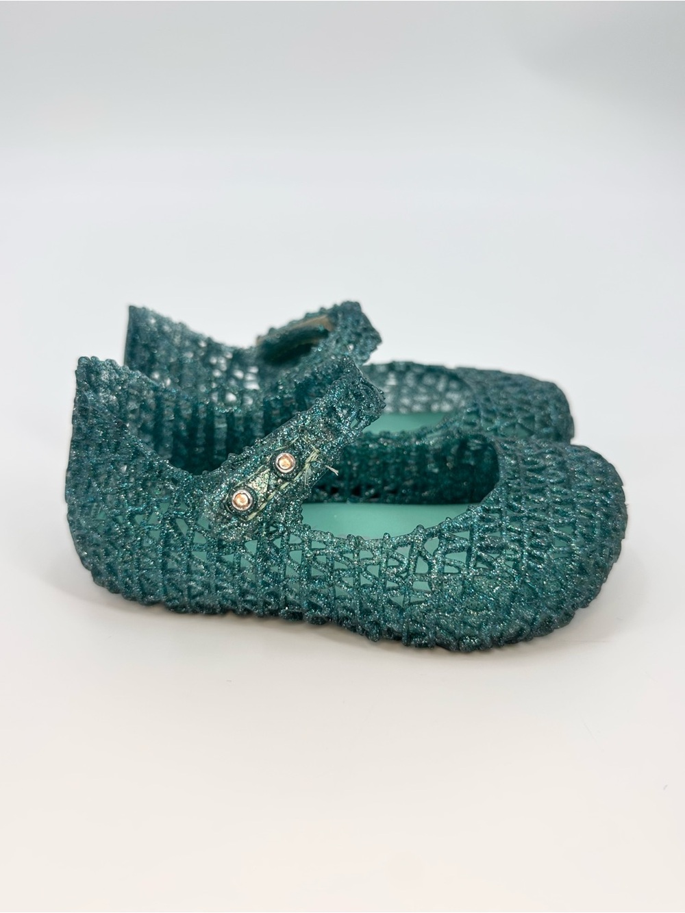 Mini Melissa Teal Glitter Jelly Shoes Toddler Size 6 (EU 21) - Picture 4 of 5